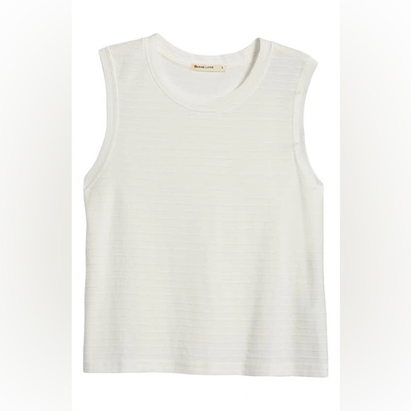 Marine Layer Tops - Marine Layer Lydia Textured Stripe Tank Top Women’s Cream - Medium